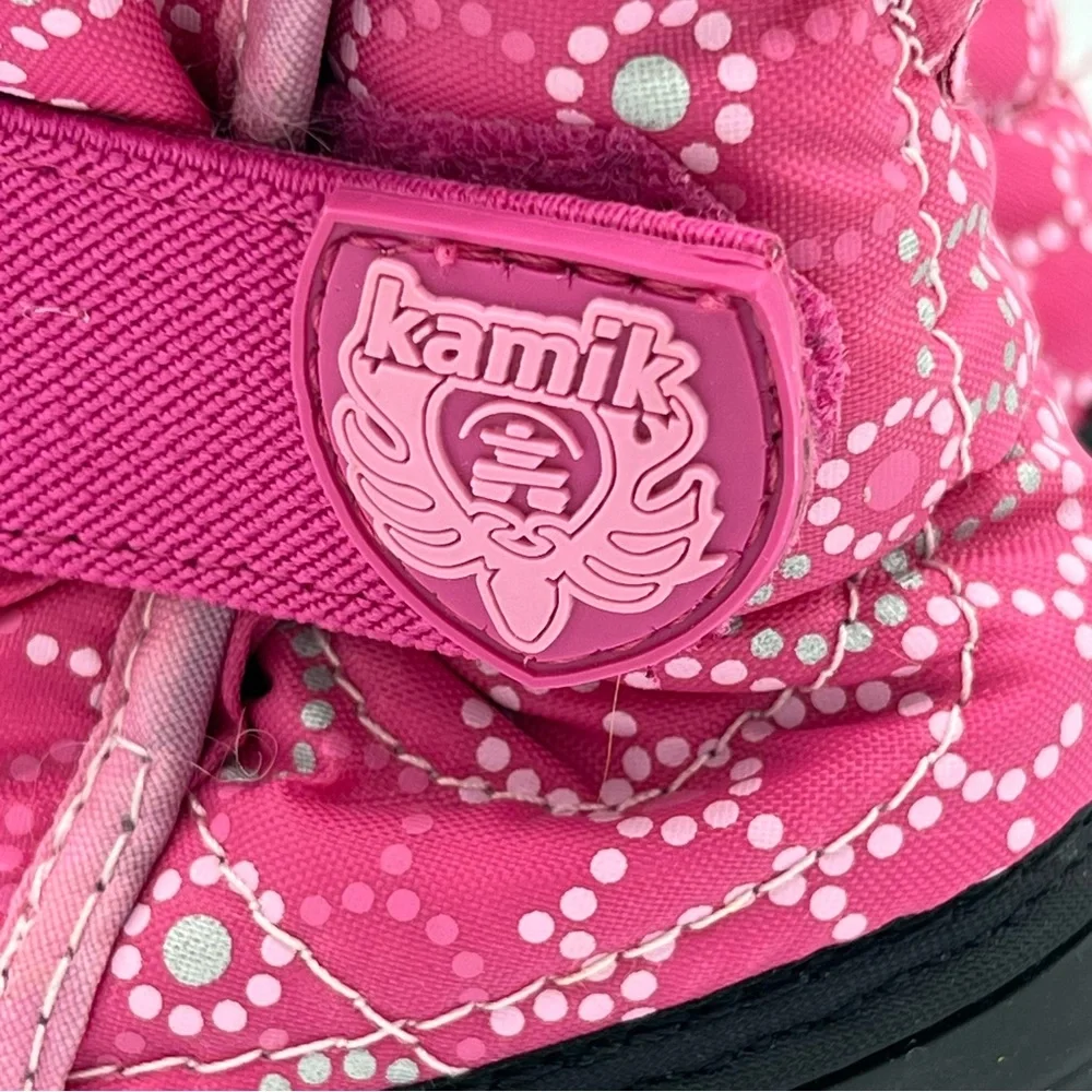 Kamik Snowbug Pink Black Winter Fur Lined Snow Boots Toddler Girls Sz 5 EUC